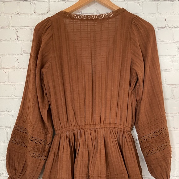 NWOT American Eagle Brown Tiered Wrap Dress size XS - Picture 4 of 9